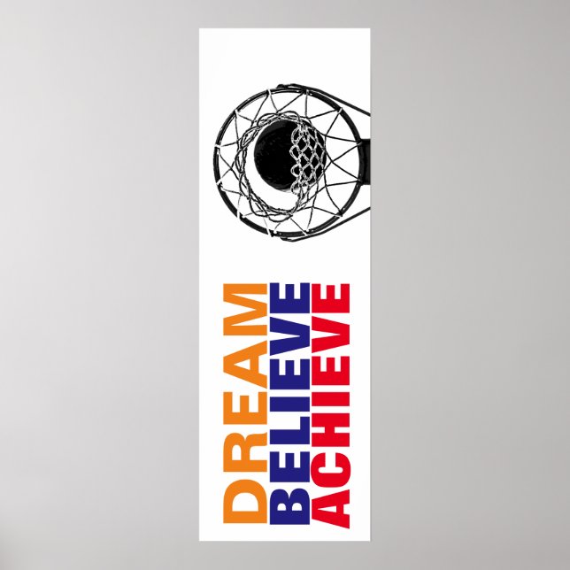 Poster Dream Believe Achieve Basketball Pop Art Style (Devant)