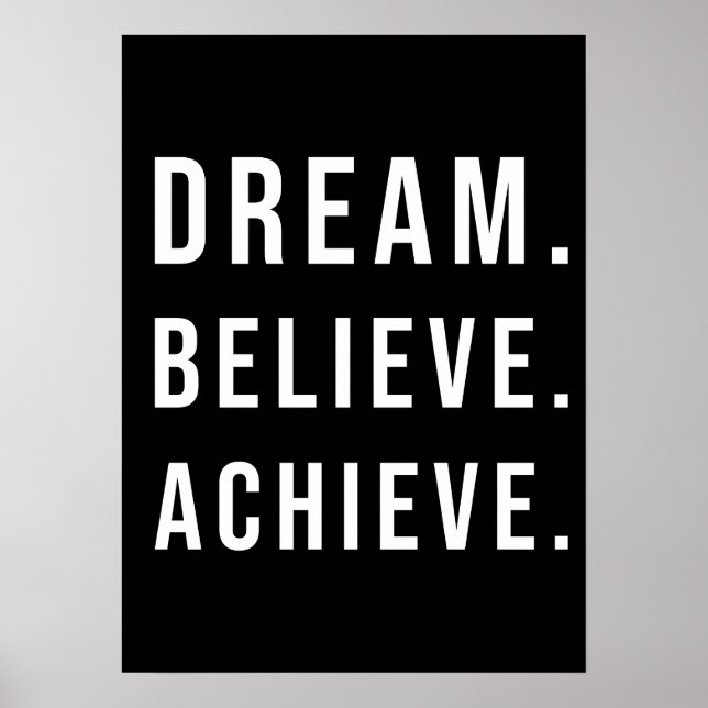 Poster Dream Believe Achieve - Gym, Hustle, Succès (Devant)