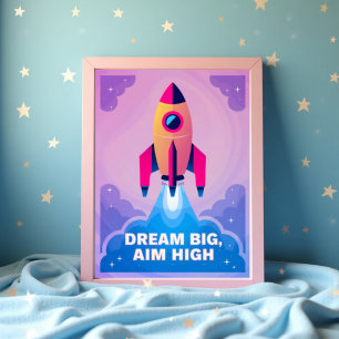 Poster Dream Big Aim High Motivational Nursery Wall Art