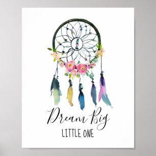 Poster Dream Big Little One Dreamcatcher Baby Nursery