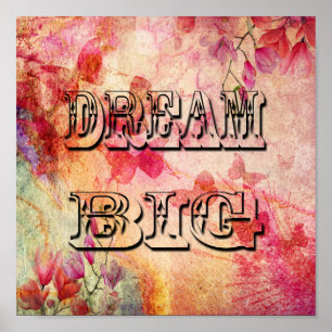 Poster Dream Big Logo Sur Butterfly Water Color,