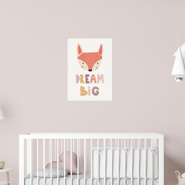 Poster Dream Big | petit renard mignon (Pépinière 2)