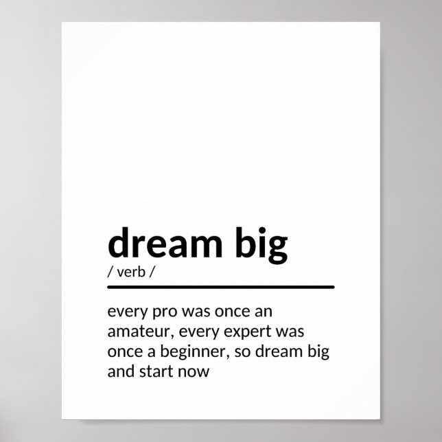 Poster Dream Big Saying (Devant)