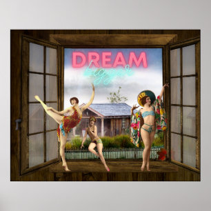 Poster Dream Bigger Altered Art Danseurs Vintages