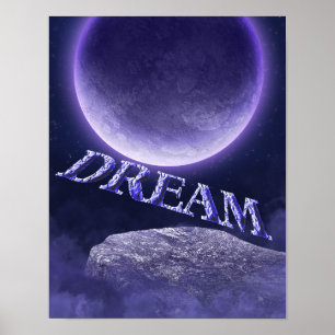 Poster Dream Blue Moon Imaginaire Inspirationnel