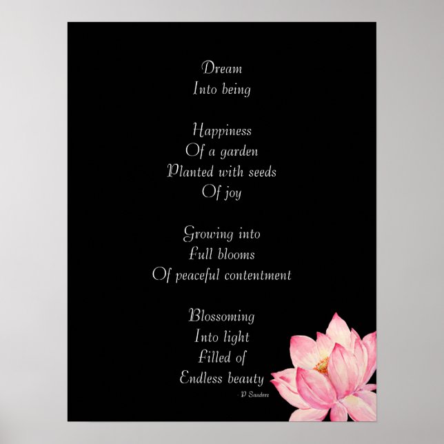 Poster Dream Poem avec Lotus Flower (Devant)