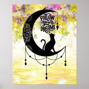 Poster Dreamcatcher avec chat   Suivez vos rêves
