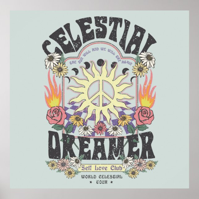 Poster DREAMER CÉLESTIEL ROSE SOLEIL TSHIRT DESIGNhi grap (Devant)