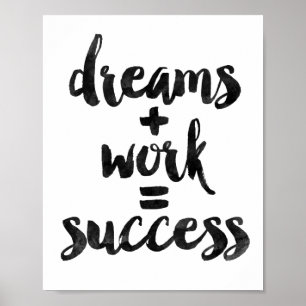 Poster Dreams + Work = Success