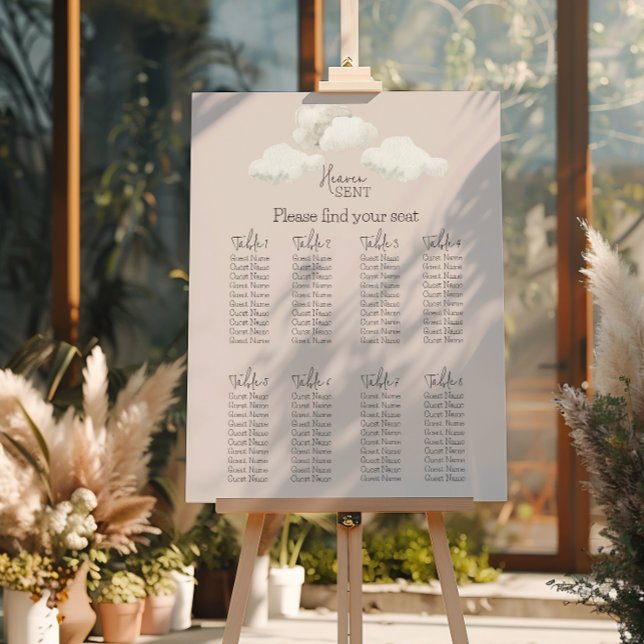 Poster Dreamy Beige Heaven Sent Gender Reveal Seating (Créateur téléchargé)