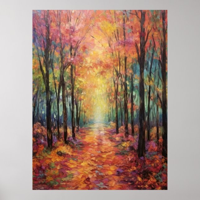 Poster Dreamy Fall Forest Walk Art (Devant)