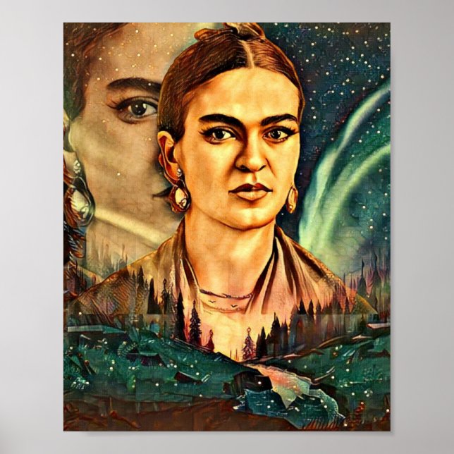 Poster Dreamy Frida Kahlo Surreal Outdoor Woods Scène (Devant)