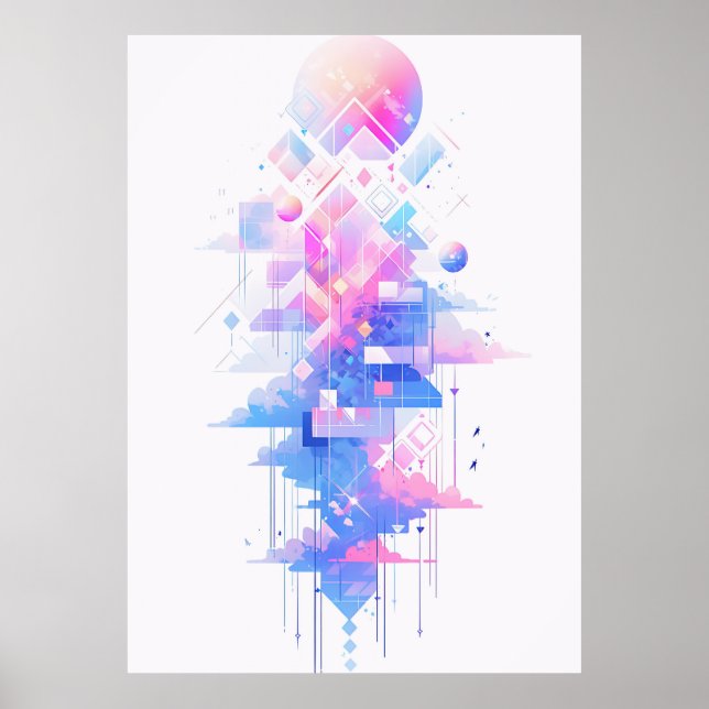 Poster Dreamy Geometric Skyscape (Devant)