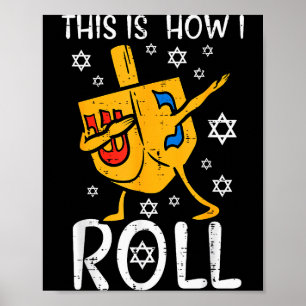 Poster Dreidel Dabbing Hanukkah Moche Drôle Chanukah Homm