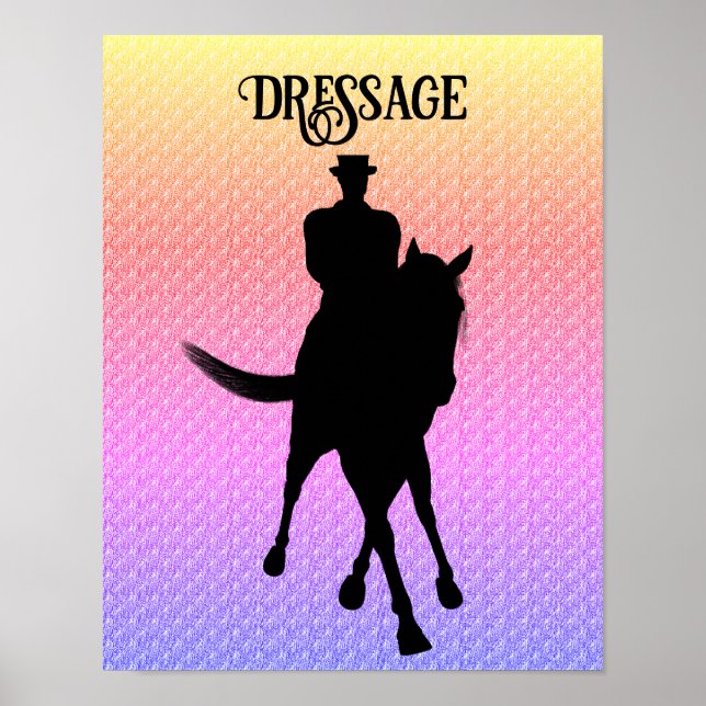 Poster Dressage Cheval Et Rider Silhouette (Devant)