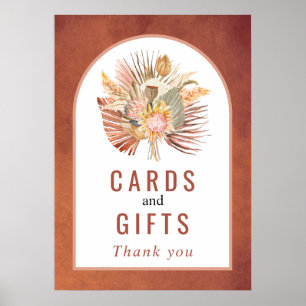 Poster Dried palm, pampas grass terracotta wedding