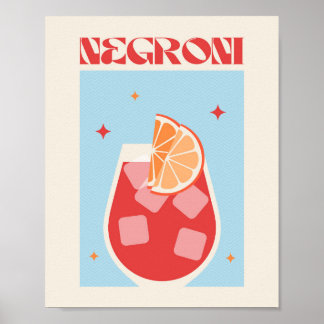 Poster drink Cocktail art Negroni