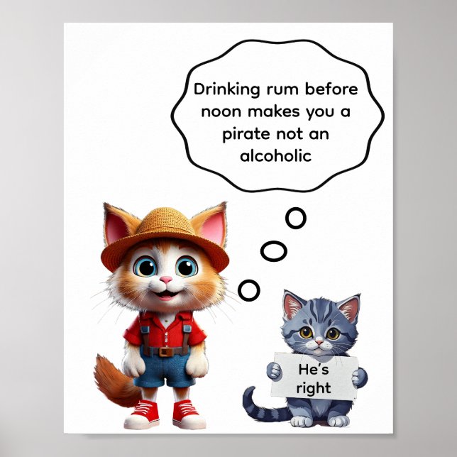 Poster Drinking rum before noon makes you a pirate  (Devant)