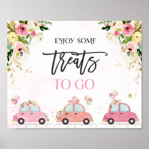 Poster Drive By Baby shower Treat Favoriser Sign rose Flo