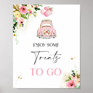 Poster Drive By Baby shower Treat Favoriser Sign rose Flo