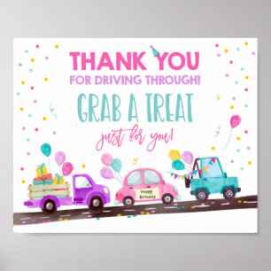 Poster Drive By Birthday Party Girl attraper un symbole d