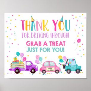 Poster Drive By Birthday Party Girl attraper un symbole d