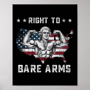 Poster Droit À Armes Nues Drapeau 4 juillet Drôle Gym W