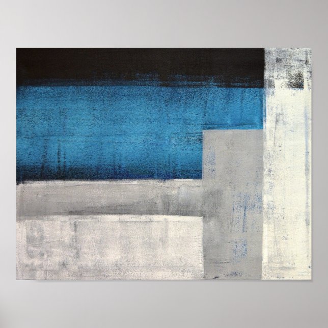 Poster 'Droit devant' Art Turquoise et gris Abstrait (Devant)