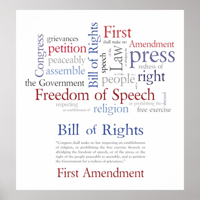 Poster Droits du premier amendement - Liberté d'expressio (Devant)