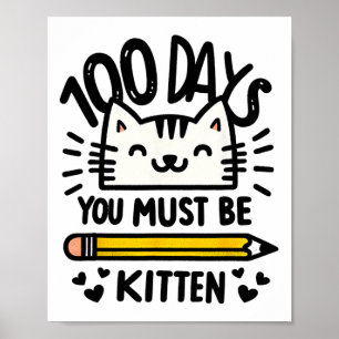 Poster Drôle 100ème Jour De L'École 100 Jours Chat Vous D