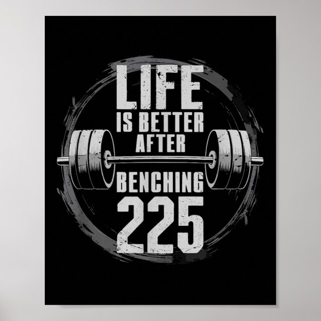 Poster Drôle 225 livres banc de presse Gym - Mieux après  (Devant)