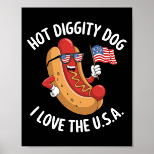 Poster Drôle 4 juillet Hotdog Patriotique Usa Celebr