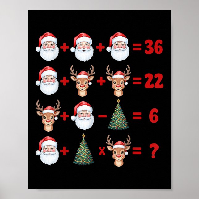 Poster Drôle 67 Mème Noël Prof de maths Santa Six Sept (Devant)