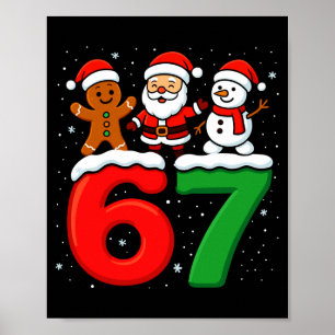 Poster Drôle 67 Meme Noël Six Sept Santa Bonhomme de Neig