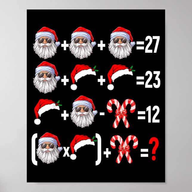 Poster Drôle 67 Meme Santa Sapin de Noël Prof de Maths Xm (Devant)