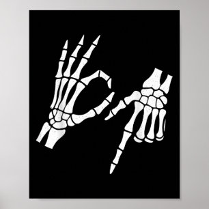 Poster Drôle 67 Six Sept Mème Halloween Squelette Mains