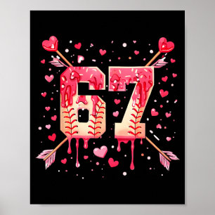 Poster Drôle 6 7 Nombre de fonte Flèche Baseball Drip Val