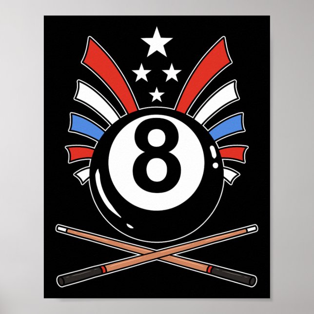 Poster Drôle 8 Ball Billard Joueur Huit Ball Billi (Devant)