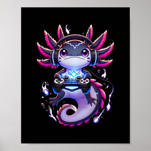 Poster Drôle Axolotl Gamer Jeux Vidéo Rétro Garçons Fille