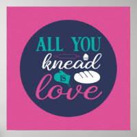 Drôle Baking Knead Love Typographie Couleur tendan