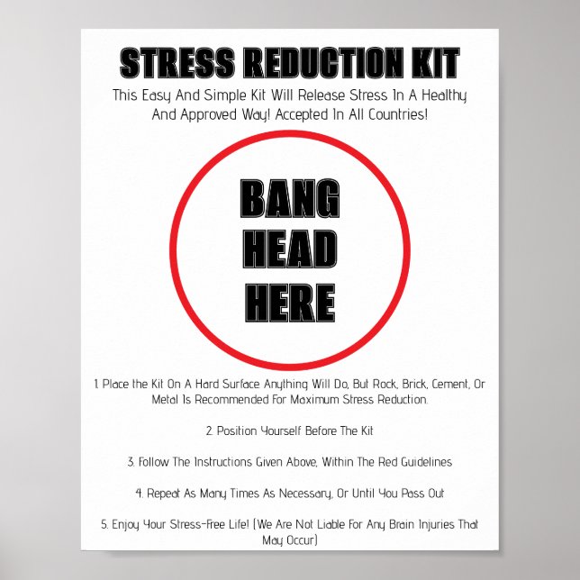 Poster drôle "Bang Head Here" (Devant)