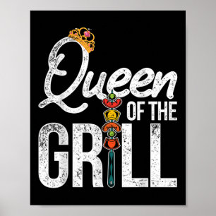 Poster Drôle Barbecue Chef Femmes Grillades Cadeaux Bar V