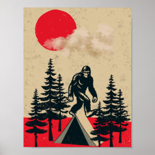 Poster Drôle Bigfoot Anniversaire Vintage Camping Lune Fo