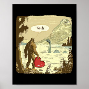 Poster Drôle Bigfoot Sasquatch Monstre du Loch Ness Drôle