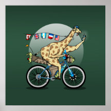 Drôle bikepacking Giraffe dessin animé