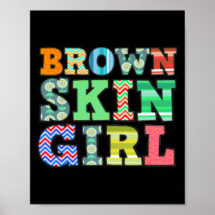 Poster Drôle Brown fille de peau cadeau Melanin Queen Jun