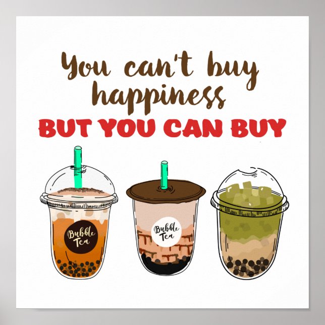 Poster Drôle Bubble Tea Boba Lover ne peut pas acheter le (Devant)