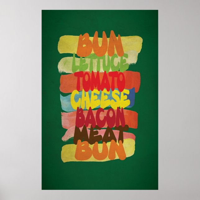 Poster Drôle Burger Typographie Art (Devant)