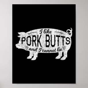 Poster Drôle Cadeau Bbq J'Aime Les Boutons De Porc Et Je 