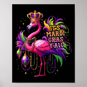 Poster Drôle Carnaval Idée cadeau Flamant rose Mardi Gras